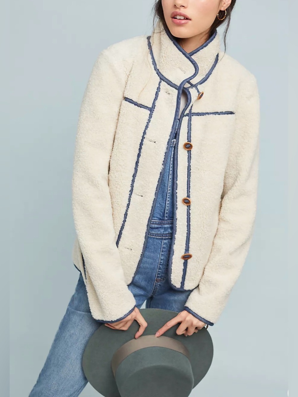 Anthropologie Piped Sherpa  Cozy Jacket Size XS